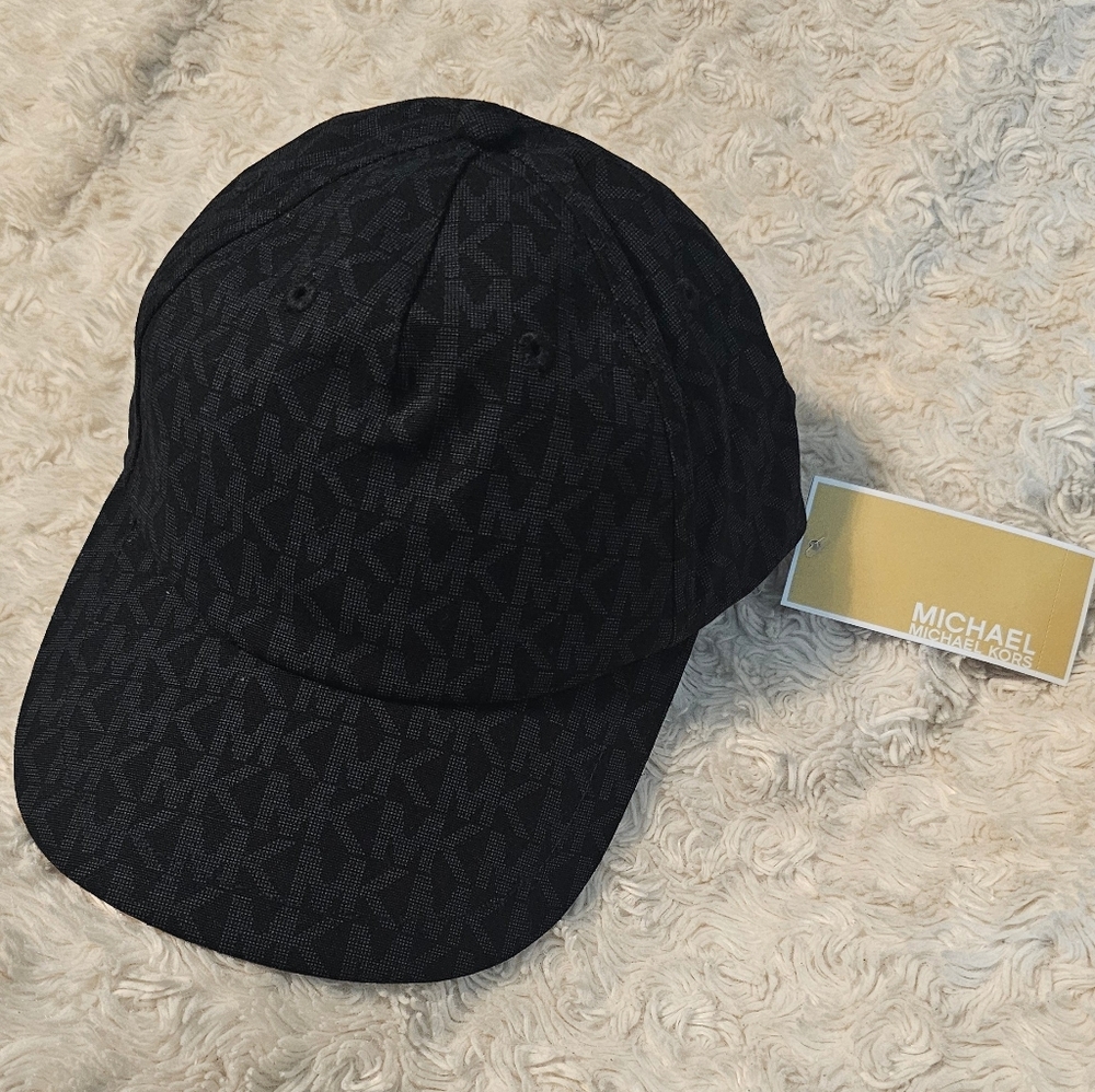 Michael Kors Black Monogrammed Cap New With Tags